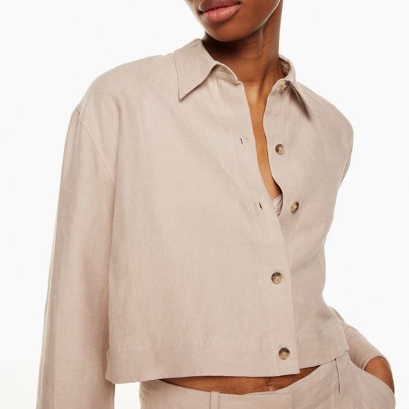 Aritzia Proposal Linen Button Down Cropped Shirt - Picture 3 of 11